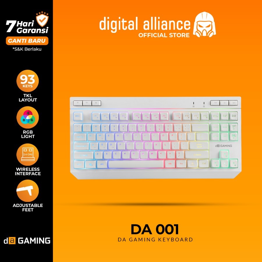Keyboard Gaming Digital Alliance RGB TKL Wireless Membrane DA 001