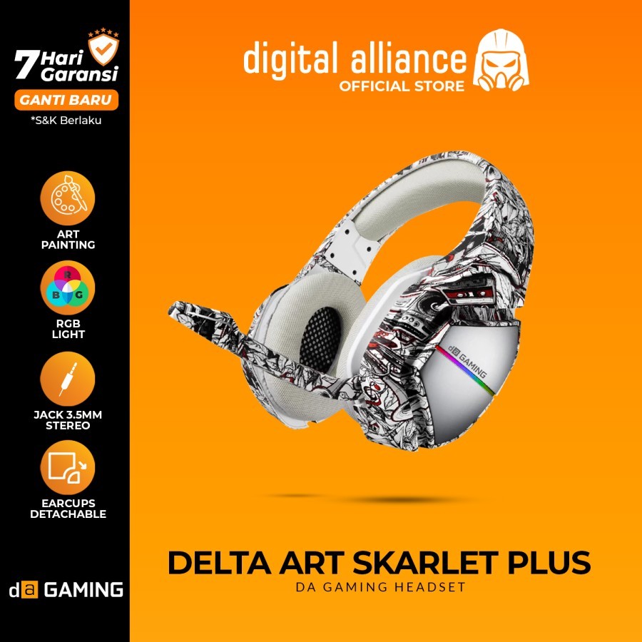 Headset Gaming Digital Alliance RGB USB PC Delta Art Skarlet Series