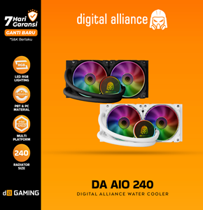 AIO Digital Alliance 240 Liquid Water Cooler CPU RGB LCD White/Black